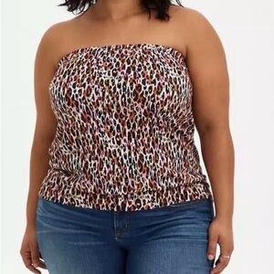 Torrid women’s  Leopard Print Strapless Top with banded bottom size 1 (1x)